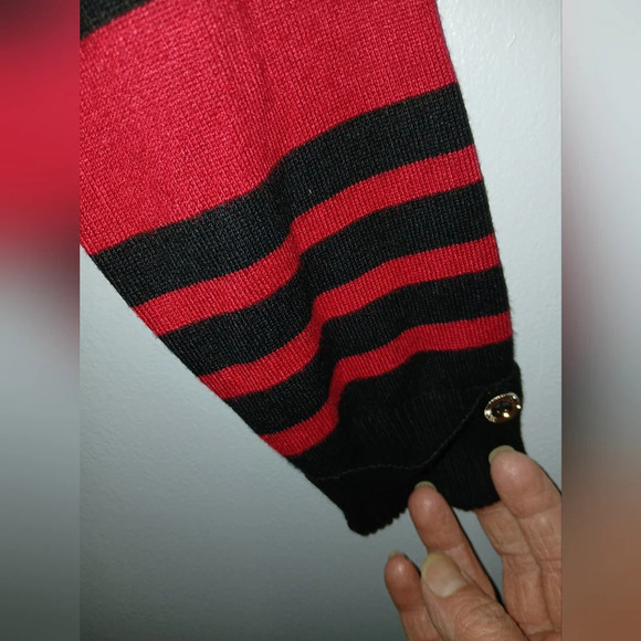 Joseph A red black turtleneck striped shirt Womens Small P NWT office wear - Picture 4 of 10